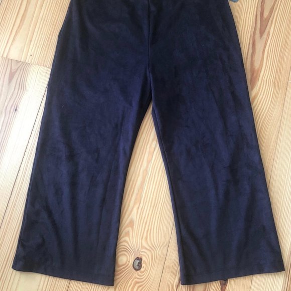 New Lysse Crop Pants Suede Flare Charcoal Black Small Stretch Comfort - Picture 2 of 5